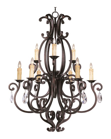 Foto para 60W Richmond 9-Light Chandelier with Crystals CU CA Incandescent 37.5"x44" 72" Chain