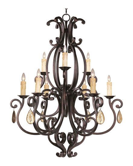 Foto para 60W Richmond 9-Light Chandelier with Crystals CU CA Incandescent 37.5"x44" 72" Chain