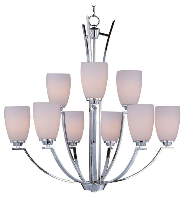 Foto para 60W Rocco 9-Light Chandelier PC Satin White Glass MB Incandescent 