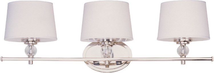Foto para 60W Rondo 3-Light Bath Vanity PN White Fabric CA Incandescent 