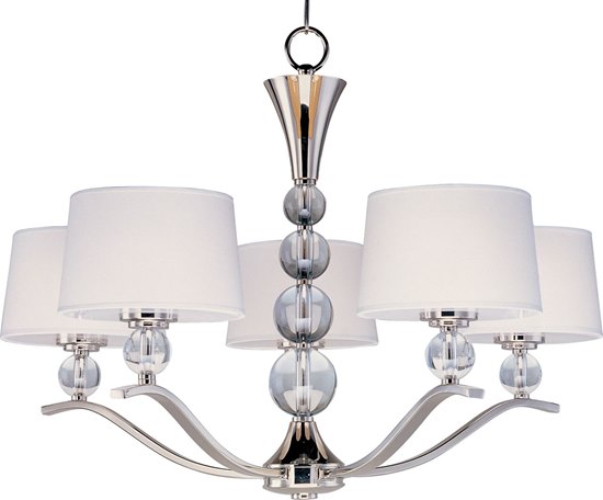 Picture of 60W Rondo 5-Light Chandelier PN White Fabric CA Incandescent 72" Chain