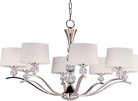 Picture of 60W Rondo 8-Light Chandelier PN White Fabric CA Incandescent 72" Chain