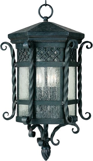 Picture of 60W Scottsdale 3-Light Outdoor Hanging Lantern CF Seedy Glass CA Incandescent 11"x21" 72" Chain