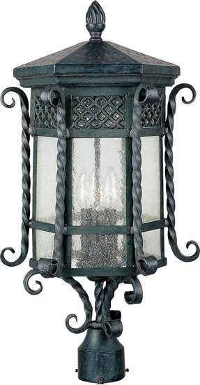Picture of 60W Scottsdale 3-Light Outdoor Pole/Post Lantern CF Seedy Glass CA Incandescent 11"x22.5" 