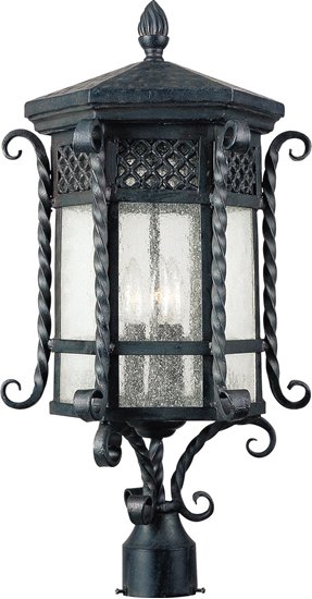Picture of 60W Scottsdale 3-Light Outdoor Pole/Post Lantern CF Seedy Glass CA Incandescent 12.5"x25.5" 