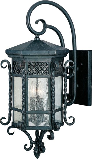 Picture of 60W Scottsdale 3-Light Outdoor Wall Lantern CF Seedy Glass CA Incandescent 12.5"x28" 