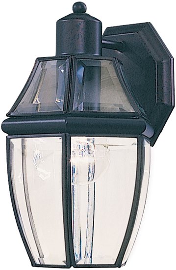 Foto para 60W South Park 1-Light Outdoor Wall Lantern BK Clear Glass MB Incandescent 7"x10.5" 