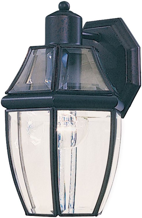 Foto para 60W South Park 1-Light Outdoor Wall Lantern BK Clear Glass MB Incandescent 7"x10.5" 