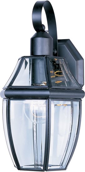 Picture of 60W South Park 1-Light Outdoor Wall Lantern BK Clear Glass MB Incandescent 7"x13.5" 