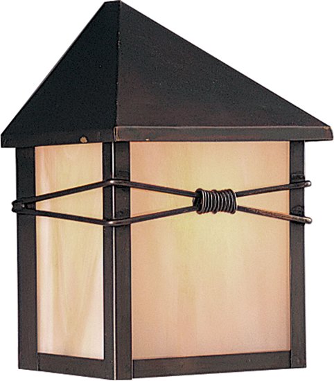 Picture of 60W Taliesin 1-Light Outdoor Wall Lantern BU Iridescent Glass MB Incandescent 