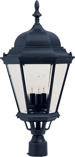 Picture of 60W Westlake Cast 3-Light Outdoor Pole/Post Lantern BK Clear Glass CA Incandescent 2-Min