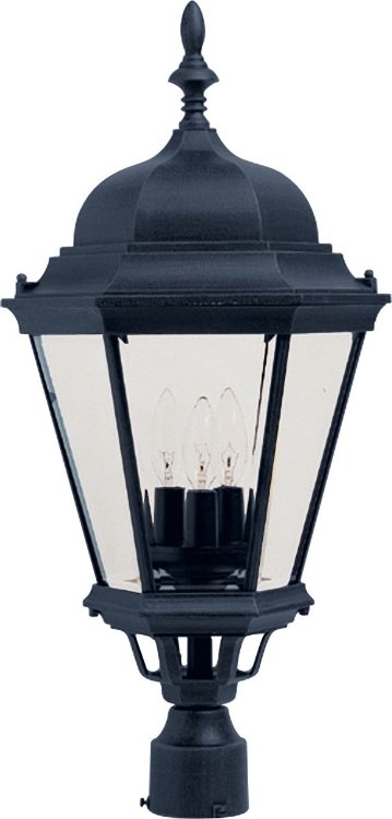 Foto para 60W Westlake Cast 3-Light Outdoor Pole/Post Lantern BK Clear Glass CA Incandescent 2-Min