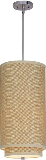 Foto para 75W Elements 1-Light Pendant with Stem SN Natural Fiber MB Incandescent (OA HT 32"-72")