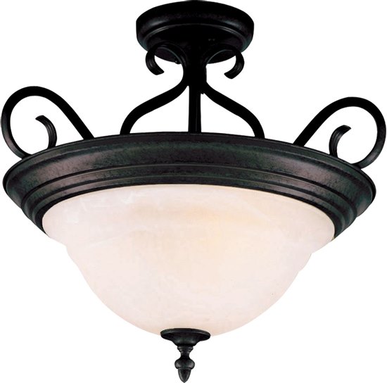Picture of 75W Pacific 3-Light Semi-Flush Mount KB Marble Glass MB Incandescent 