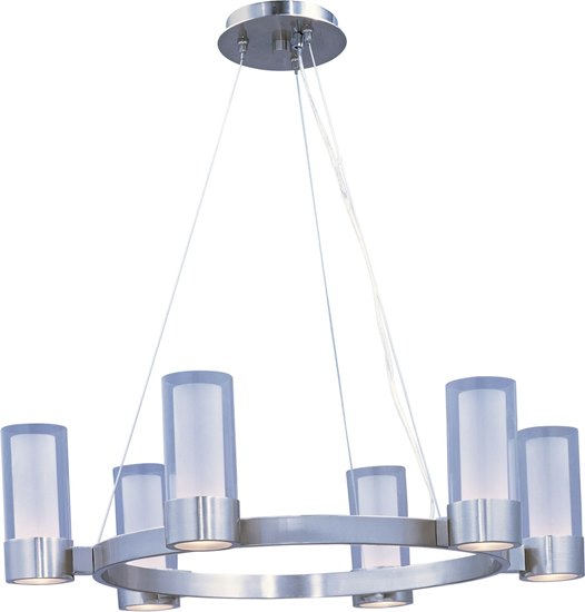 Foto para 75W Silo 6-Light Chandelier PC Clear/Frosted Glass G9 Frost Xenon (OA HT 130")