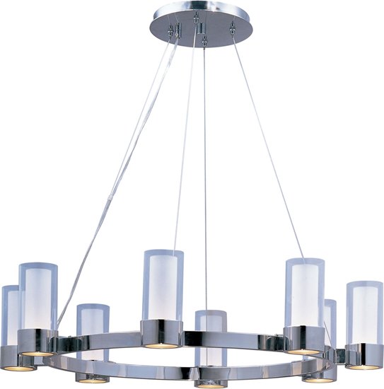 Foto para 75W Silo 8-Light Chandelier PC Clear/Frosted Glass G9 Frost Xenon (OA HT 130") (CAN 8.75")