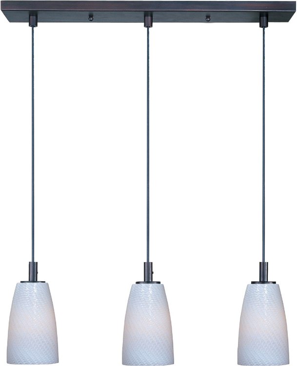 Foto para 8W Carte LED 3-Light Pendant BZ White Ripple (OA HT 24"-60")