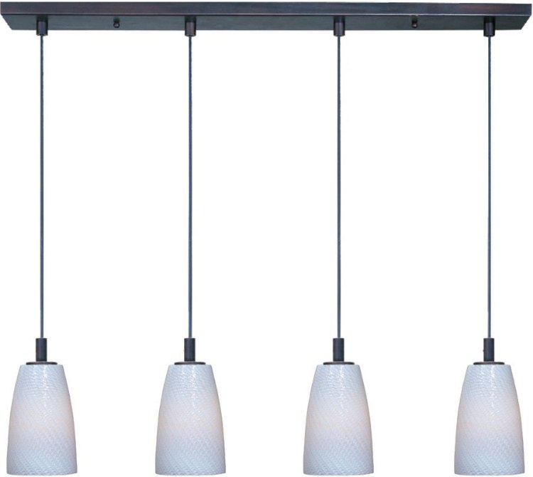 Foto para 8W Carte LED 4-Light Pendant BZ White Ripple (OA HT 24"-60")