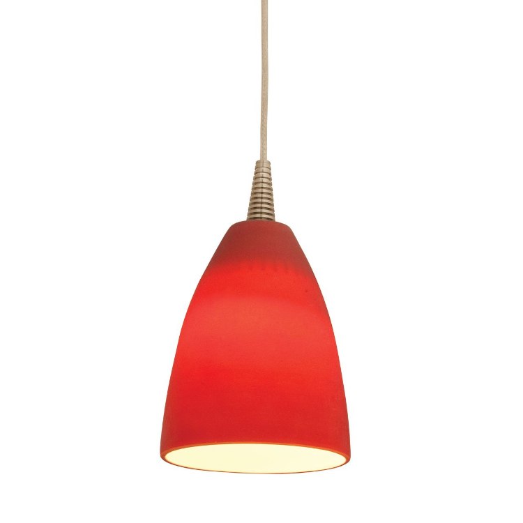 Foto para 5w Tungsten Module Dry Location Brushed Steel Red LED Pendant with Mania Glass 5"Ø4"