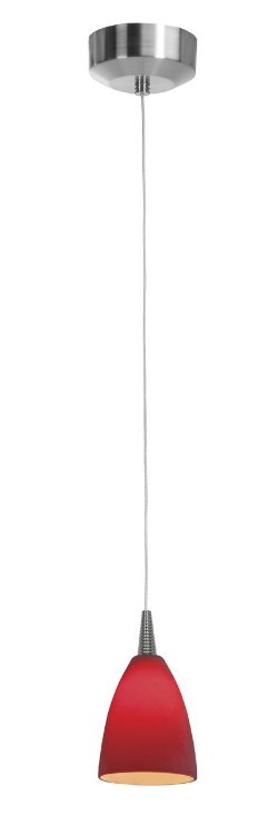 Foto para 5w Tungsten Module Dry Location Brushed Steel Red LED Pendant with Mania Glass 5"Ø4"