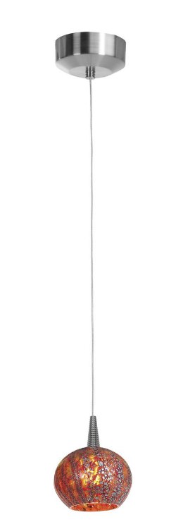 Foto para 5w Tungsten Module Dry Location Brushed Steel Red Ribbed Opaline LED Pendant with Safari Opaline Glass