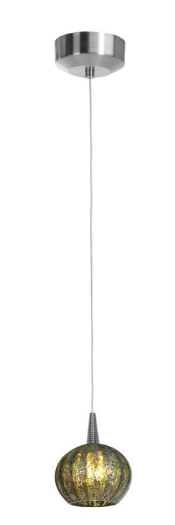 Foto para 5w Tungsten Module Dry Location Brushed Steel Red Ribbed Opaline LED Pendant with Safari Opaline Glass