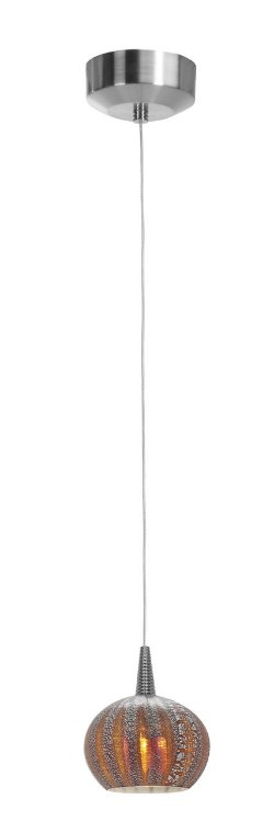 Foto para 5w Tungsten Module Dry Location Brushed Steel Red Ribbed Opaline LED Pendant with Safari Opaline Glass