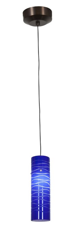 Foto para 35w Zeta GY6.35 Bi-Pin Halogen Dry Location Bronze Blue Lined Low Voltage Pendant with Anari Silk (l) Glass