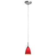 Picture of 40w Delta G9 G9 Halogen Dry Location Brushed Steel Red Line Voltage Pendant with Mania Glass