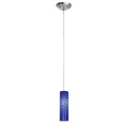 Foto para 40w Delta G9 G9 Halogen Dry Location Brushed Steel Blue Lined Line Voltage Pendant with Anari Silk (l) Glass