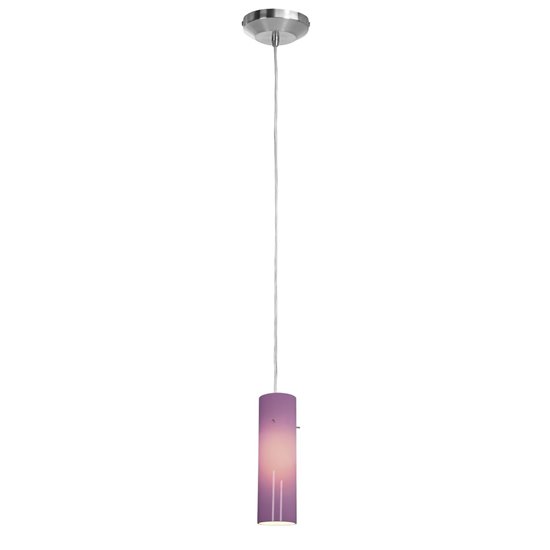 Picture of 40w Delta G9 G9 Halogen Dry Location Brushed Steel Plum Line Voltage Pendant with Anari Silk (l) Glass