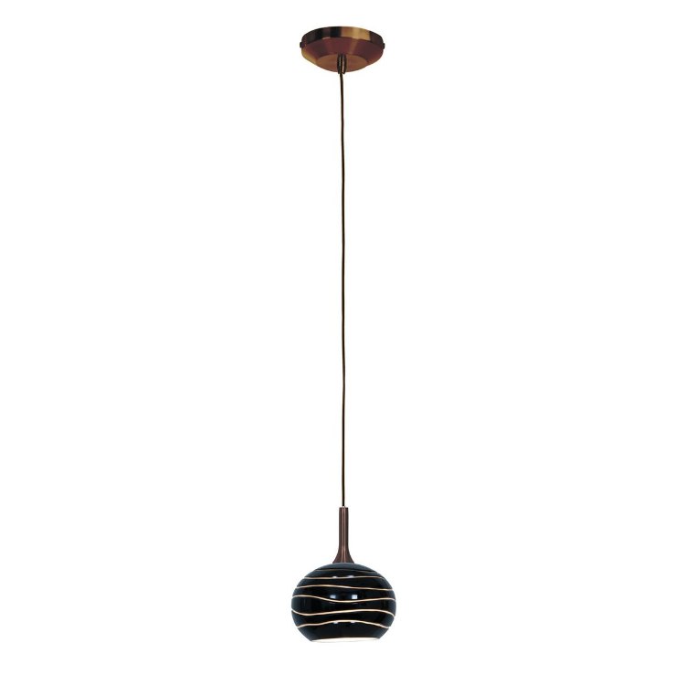 Foto para 40w Delta G9 G9 Halogen Dry Location Bronze Black Lined Line Voltage Pendant with SphereEtched Glass