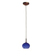 Picture of 40w Delta G9 G9 Halogen Dry Location Bronze Blue Lined Line Voltage Pendant with SphereEtched Glass