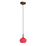 Picture of 40w Delta G9 G9 Halogen Dry Location Bronze Red Lined Line Voltage Pendant with SphereEtched Glass