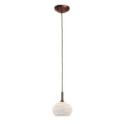 Foto para 40w Delta G9 G9 Halogen Dry Location Bronze White Lined Line Voltage Pendant with SphereEtched Glass