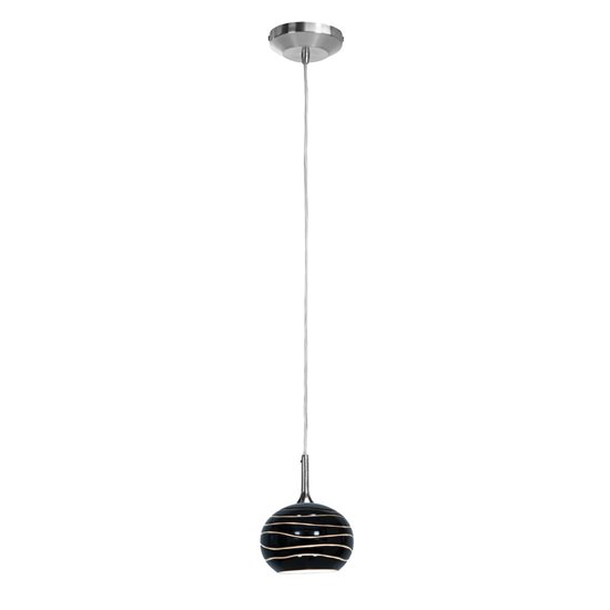 Picture of 40w Delta G9 G9 Halogen Dry Location Brushed Steel Black Lined Line Voltage Pendant with SphereEtched Glass