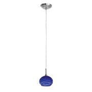 Picture of 40w Delta G9 G9 Halogen Dry Location Brushed Steel Blue Lined Line Voltage Pendant with SphereEtched Glass