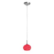 Foto para 40w Delta G9 G9 Halogen Dry Location Brushed Steel Red Lined Line Voltage Pendant with SphereEtched Glass
