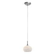 Picture of 40w Delta G9 G9 Halogen Dry Location Brushed Steel White Lined Line Voltage Pendant with SphereEtched Glass