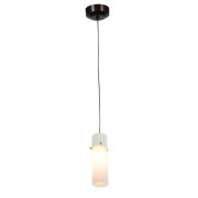 Picture of 5w Tungsten Module Dry Location Bronze Black Lined LED Pendant with Anari Silk (l) Glass