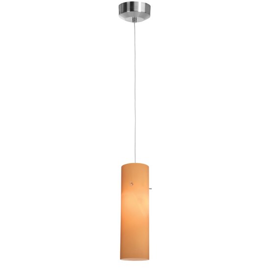 Picture of 5w Tungsten Module Dry Location Brushed Steel Blue Lined LED Pendant with Anari Silk (l) Glass