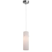 Picture of 5w Tungsten Module Dry Location Brushed Steel Blue Lined LED Pendant with Anari Silk (l) Glass