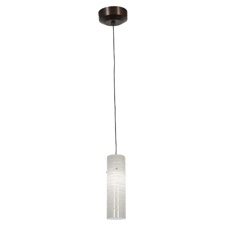 Foto para 35w Zeta GY6.35 Bi-Pin Halogen Dry Location Bronze White Lined Low Voltage Pendant with Anari Silk (l) Glass