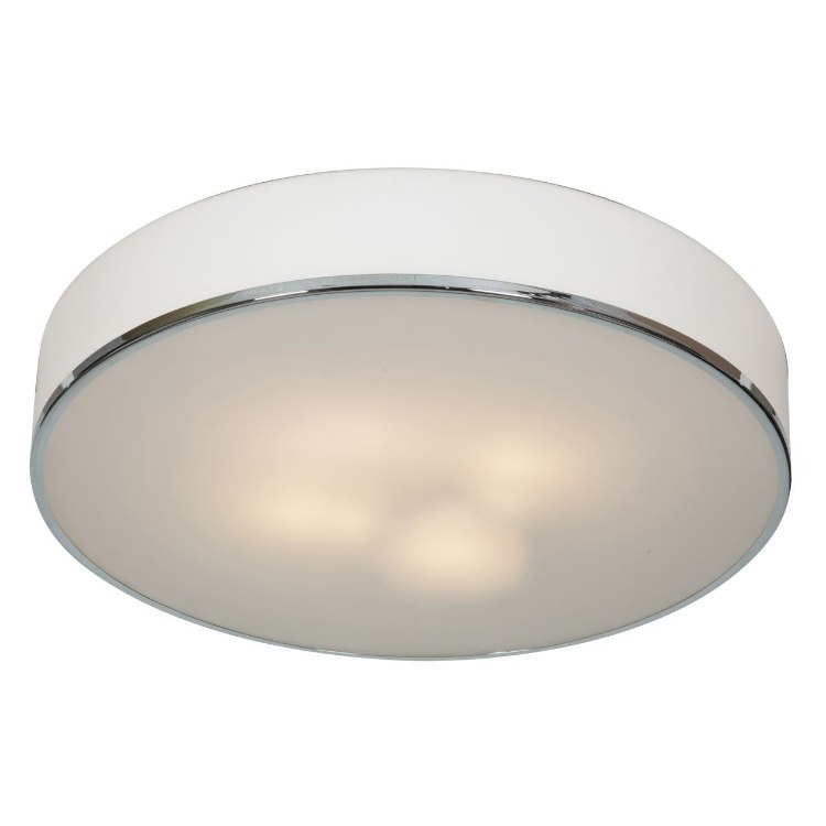 Foto para 300w (4 x 75) Aero E-26 A-19 Incandescent Damp Location Chrome Opal Flush Mount (CAN 0.5"Ø13")