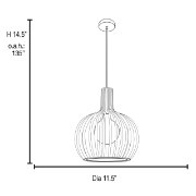 Foto para 75w Chuki E-26 A-19 Incandescent Damp Location Black Metal ribbed Pendant (CAN 1.25"Ø5.25")