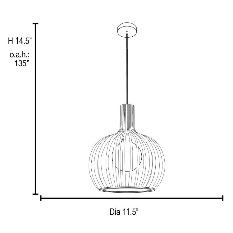 Foto para 75w Chuki E-26 A-19 Incandescent Damp Location White Metal ribbed Pendant (CAN 1.25"Ø5.25")