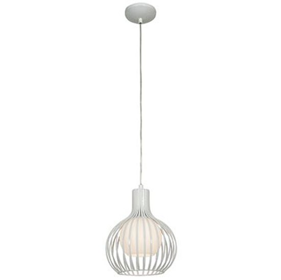 Picture of 60w Chuki E-26 A-19 Incandescent Damp Location White Metal ribbed Pendant (CAN 1.25"Ø5.25")