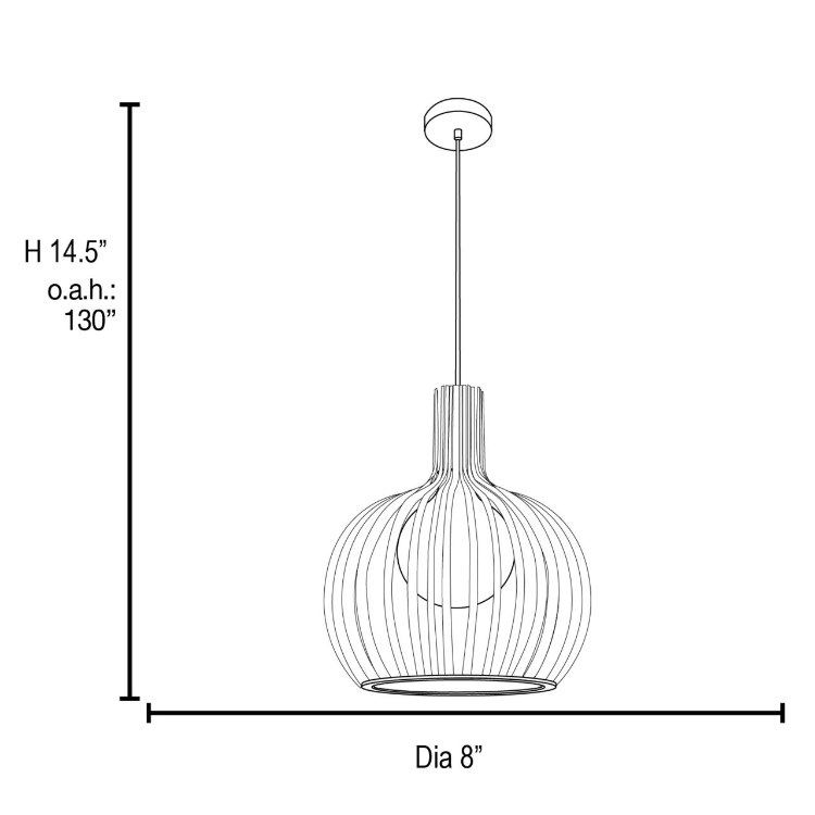 Foto para 60w Chuki E-26 A-19 Incandescent Damp Location White Metal ribbed Pendant (CAN 1.25"Ø5.25")