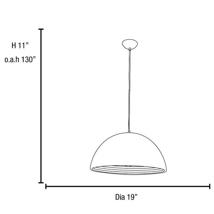 Foto para 100w Astro E-26 G-40 Incandescent Damp Location MBL/MGL Dome Pendant 11"Ø19" (CAN 2.5"Ø4.75")
