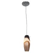 Foto para 100w Cabernet Glass Pendant E-26 A-19 Incandescent Dry Location Brushed Steel Brown Slate Glass 12"Ø4.9" (CAN 1.25"Ø5.25")